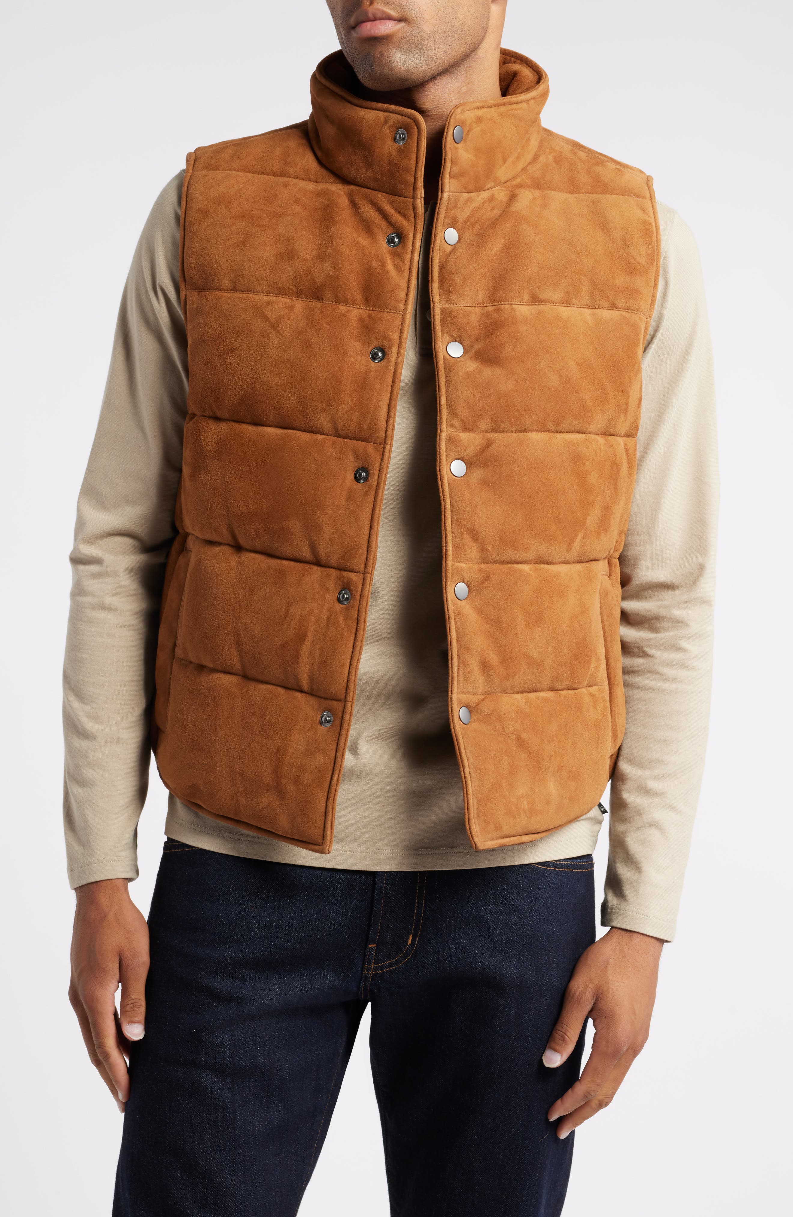 AG Neo Suede Puffer Vest (Men) | Nordstrom