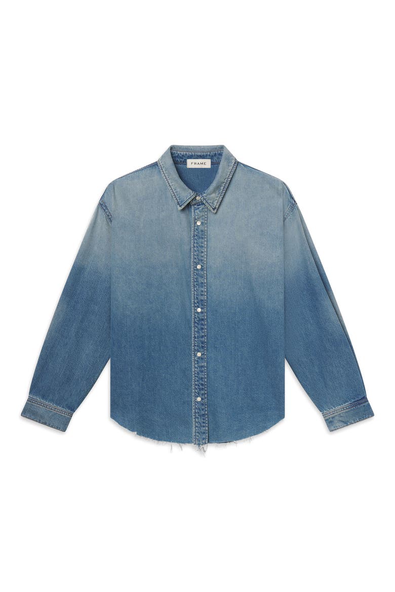 Relaxed Fit Distressed Denim Snap-Up Shirt, Alternate, color, SUNTRACE