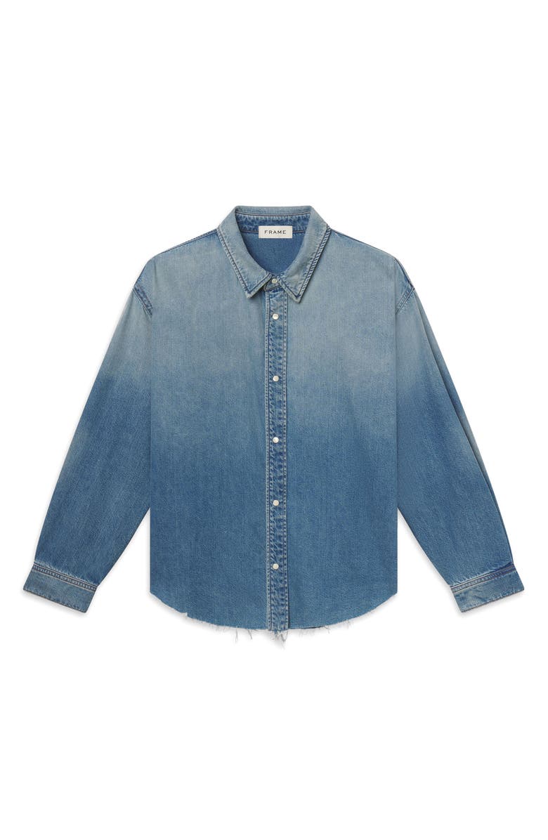 FRAME Relaxed Fit Distressed Denim Snap-Up Shirt, Alternate, color, Suntrace
