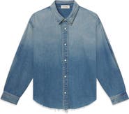 FRAME Relaxed Fit Distressed Denim Snap-Up Shirt
