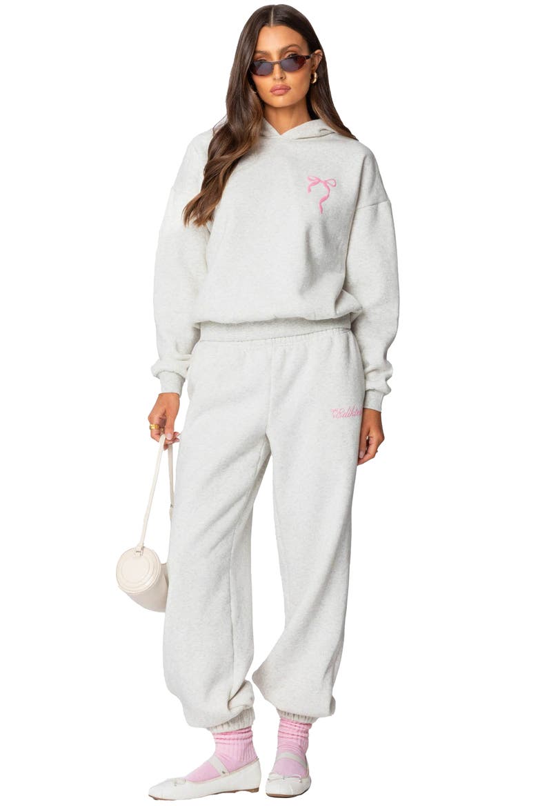 Sasha Bow Detail Hoodie, Alternate, color, GRAY-MELANGE