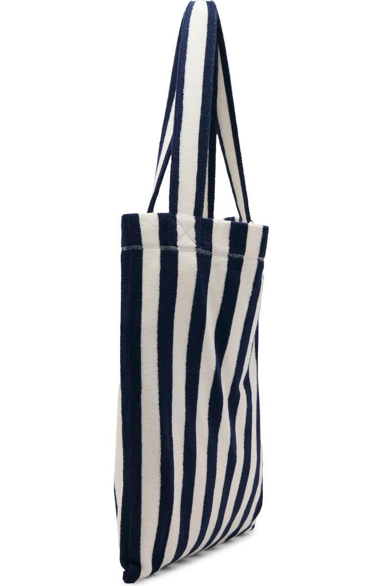 MANGO Striped Cotton Terry Tote Bag, Alternate, color, Blue