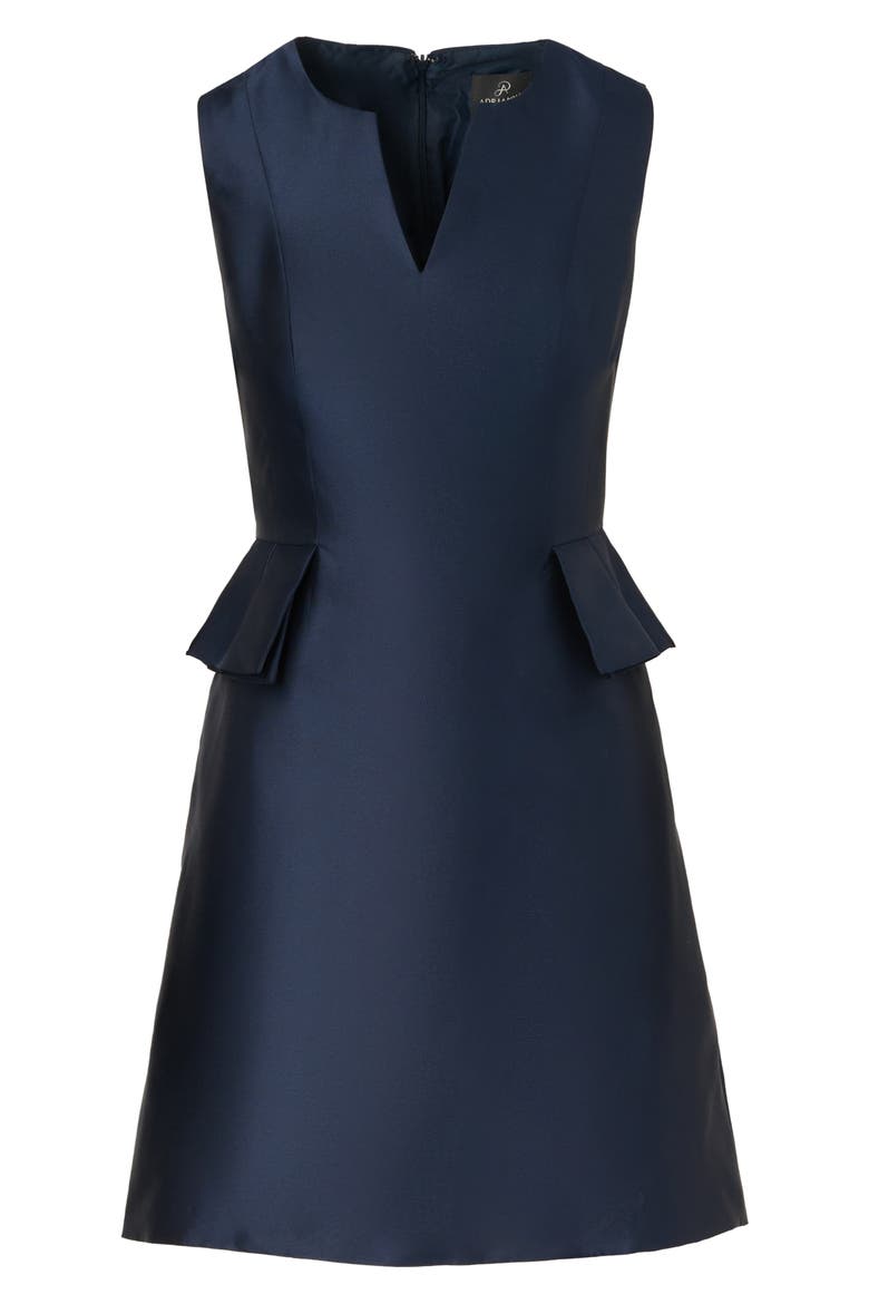 Mikado Peplum Fit & Flare Dress, Alternate, color, MIDNIGHT