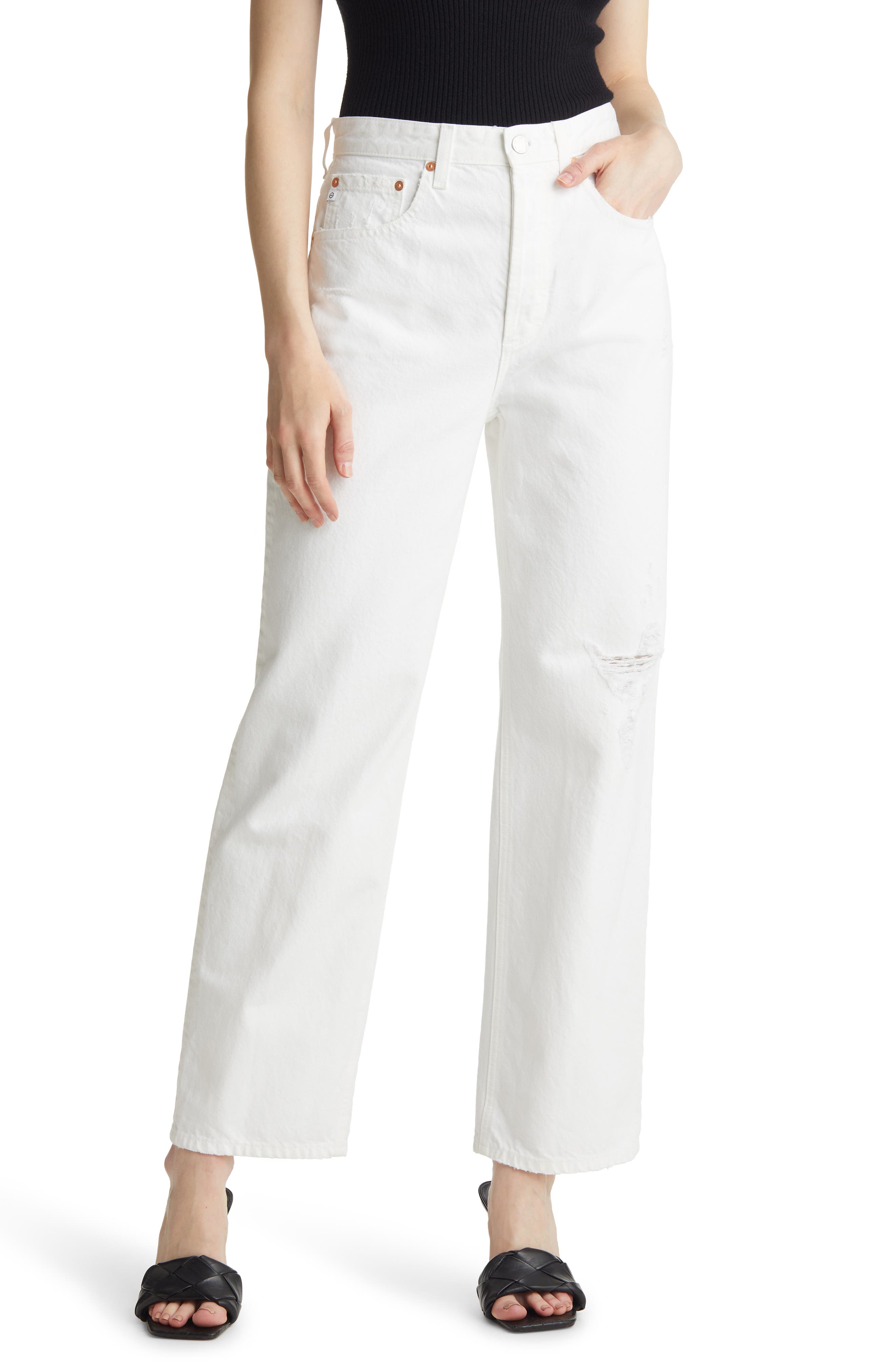 AG Knoxx Distressed High Waist Boyfriend Jeans