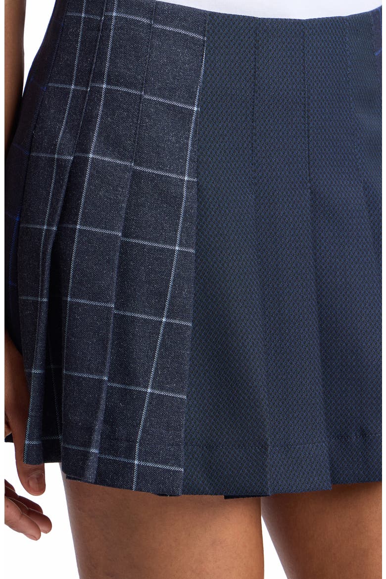 Pleated Mixed Pattern Miniskirt, Alternate, color, NAVY MULTI