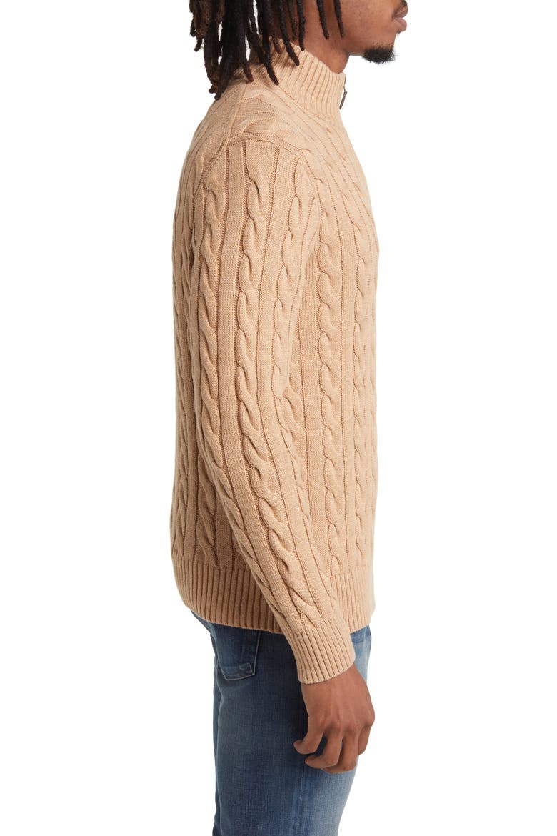 Cotton Cable Knit Sweater, Alternate, color, CAMEL MELANGE
