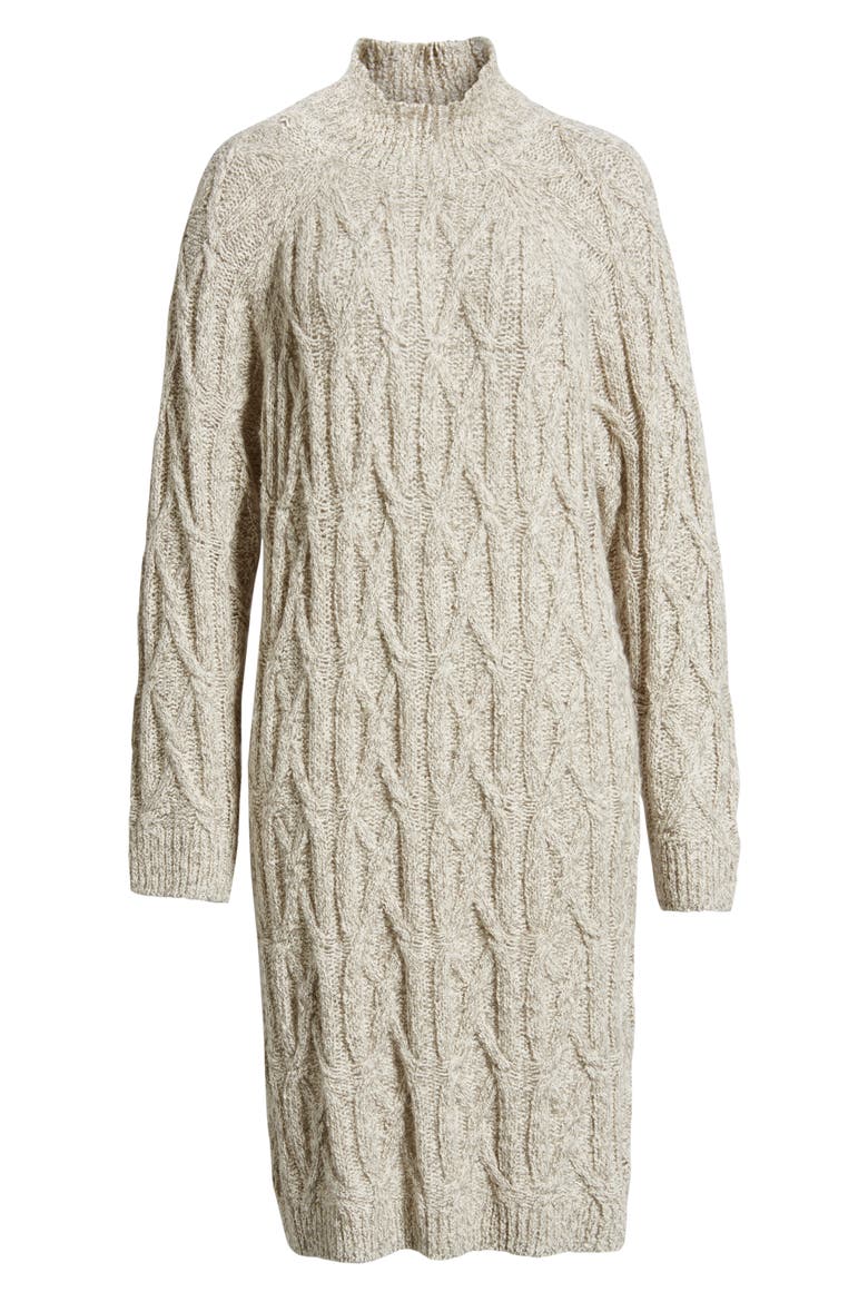 Cable Knit Sweater Dress, Alternate, color, GREY PEARL MARL