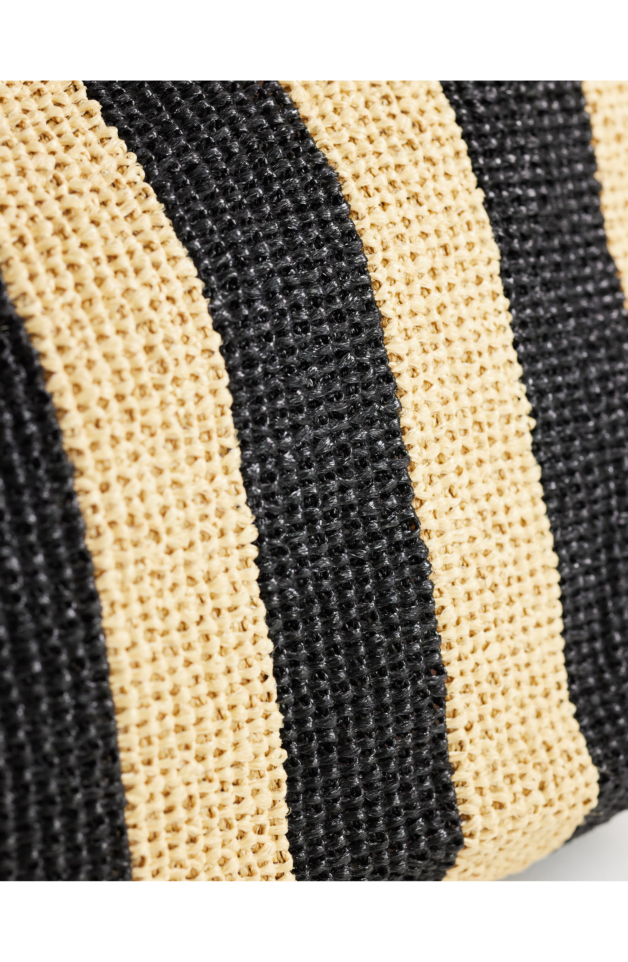 Selia Stripe Straw Tote, Alternate, color, BLACK