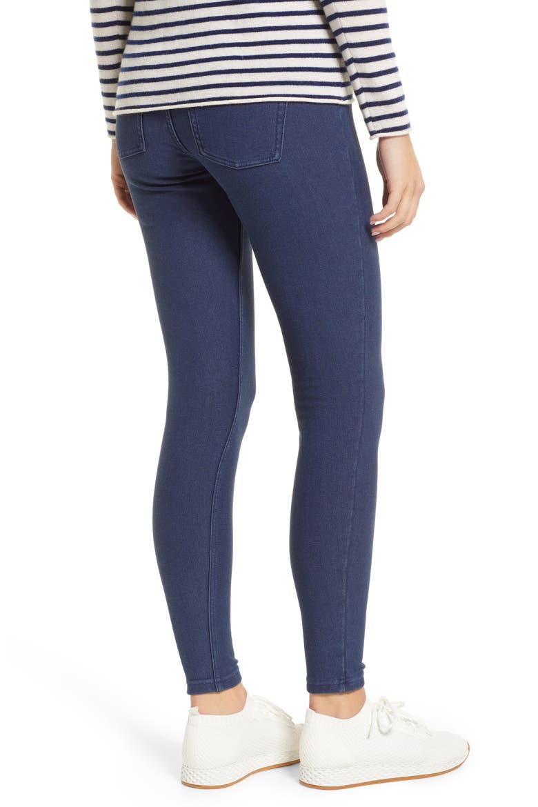 Fleece Lined Denim Leggings, Alternate, color, MED WASH