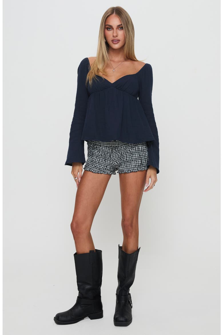 Khalea Long Sleeve Babydoll Top, Alternate, color, NAVY
