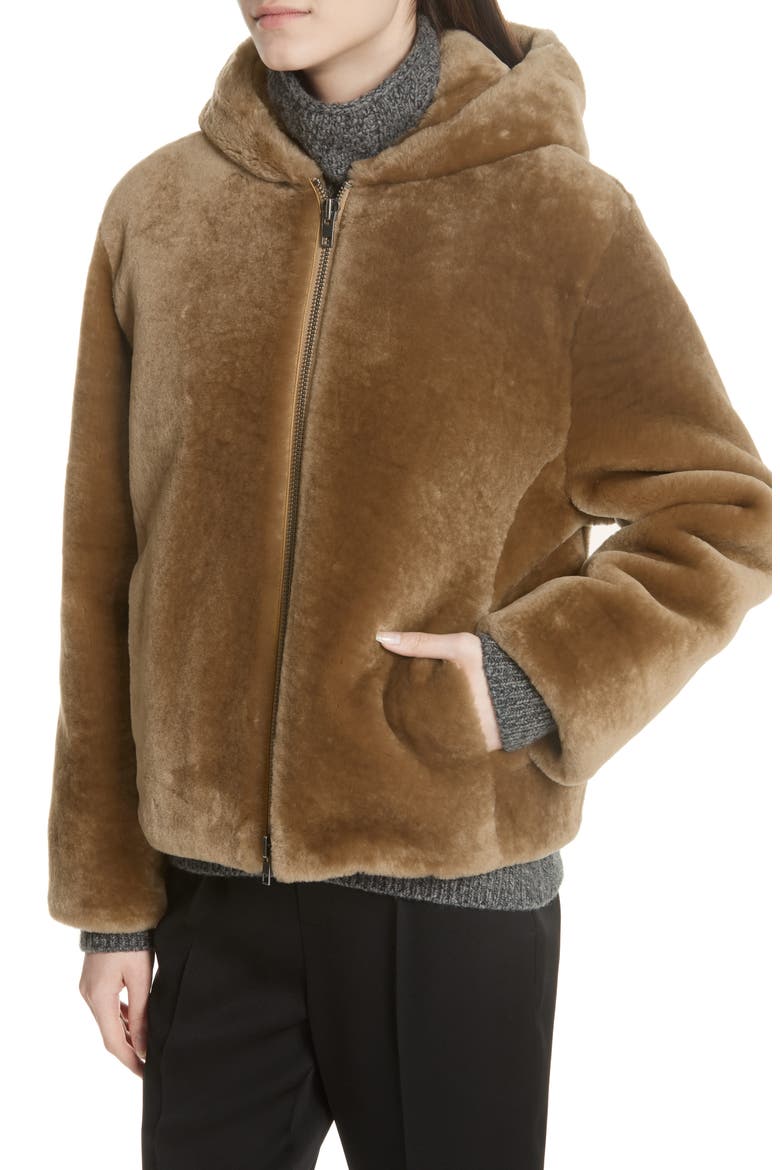 Plush Fleece Zip Front Hoodie, Alternate, color, CAMEL
