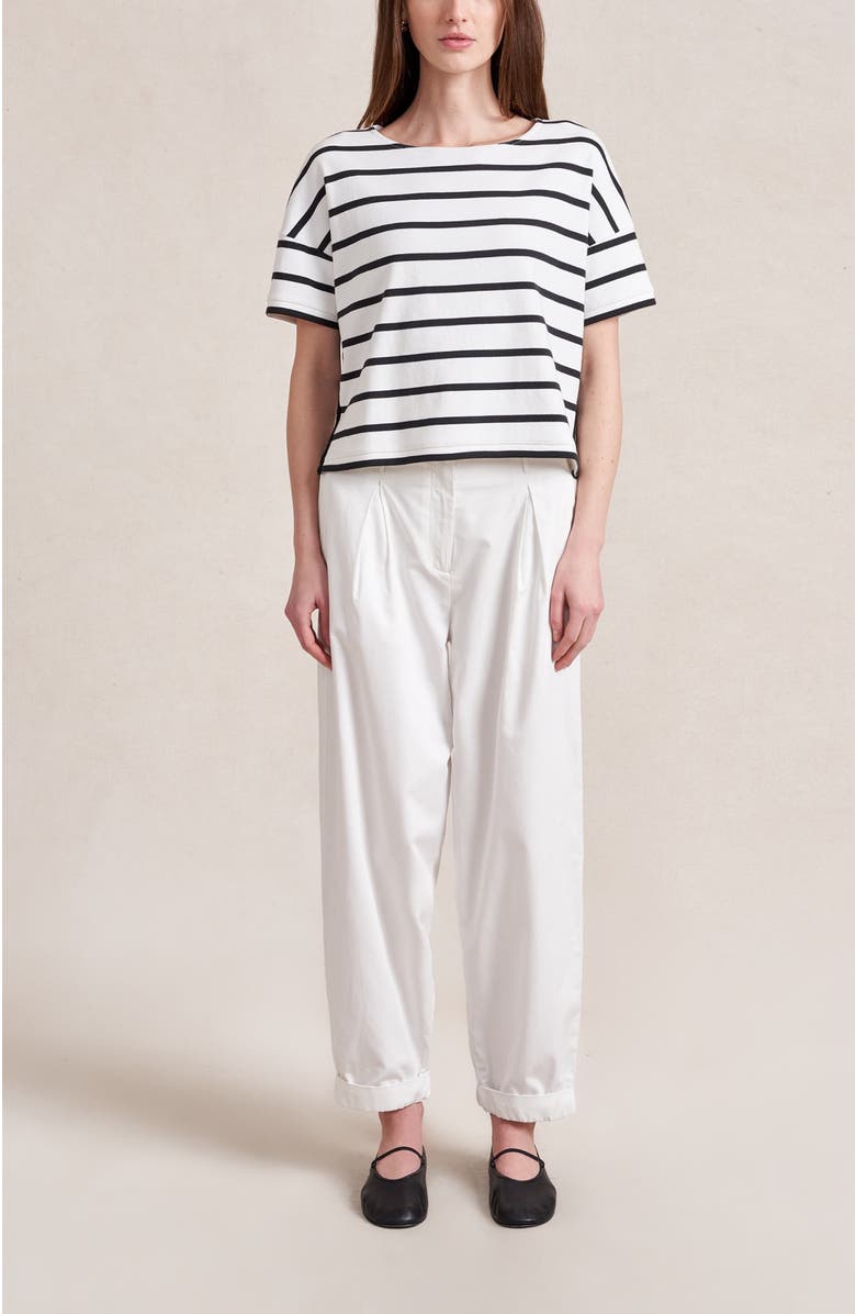 La Ligne Short Sleeve Breton Tee, Main, color, Ivory/Black
