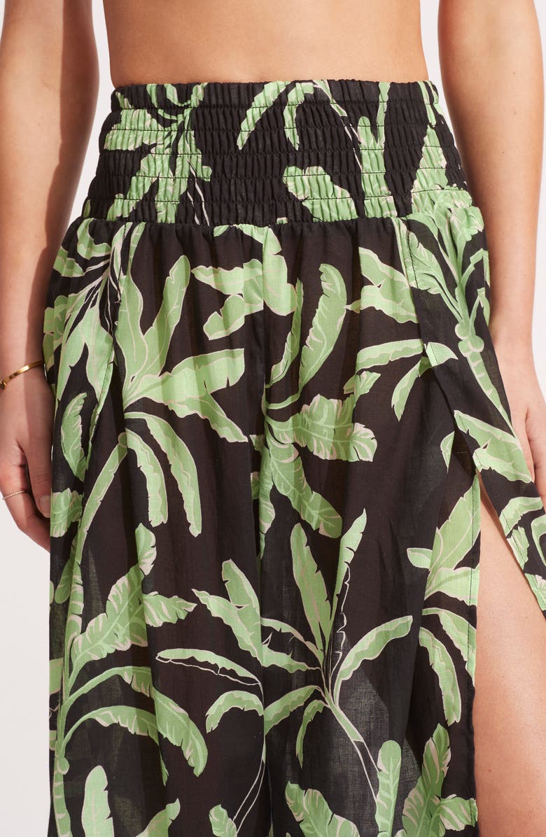 Seafolly Palm Paradise Smocked Slit Cover-Up Pants, Alternate, color, 