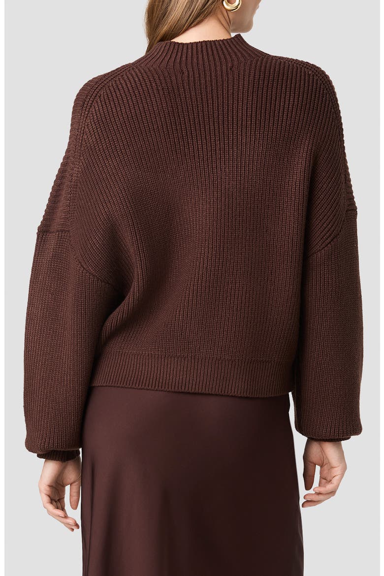 Babysoft Mock Neck Ribbed Sweater, Alternate, color, COCOA BROWN