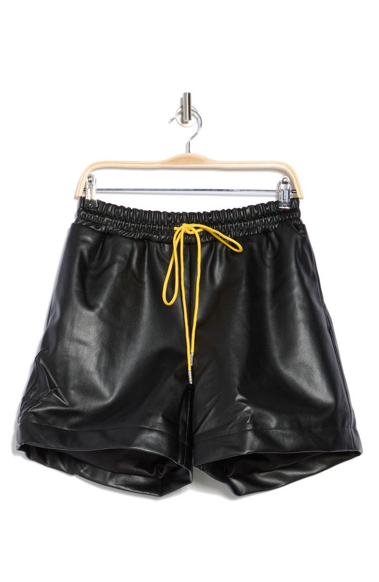 DIET STARTS MONDAY Faux Leather Script Shorts, Alternate, color, 