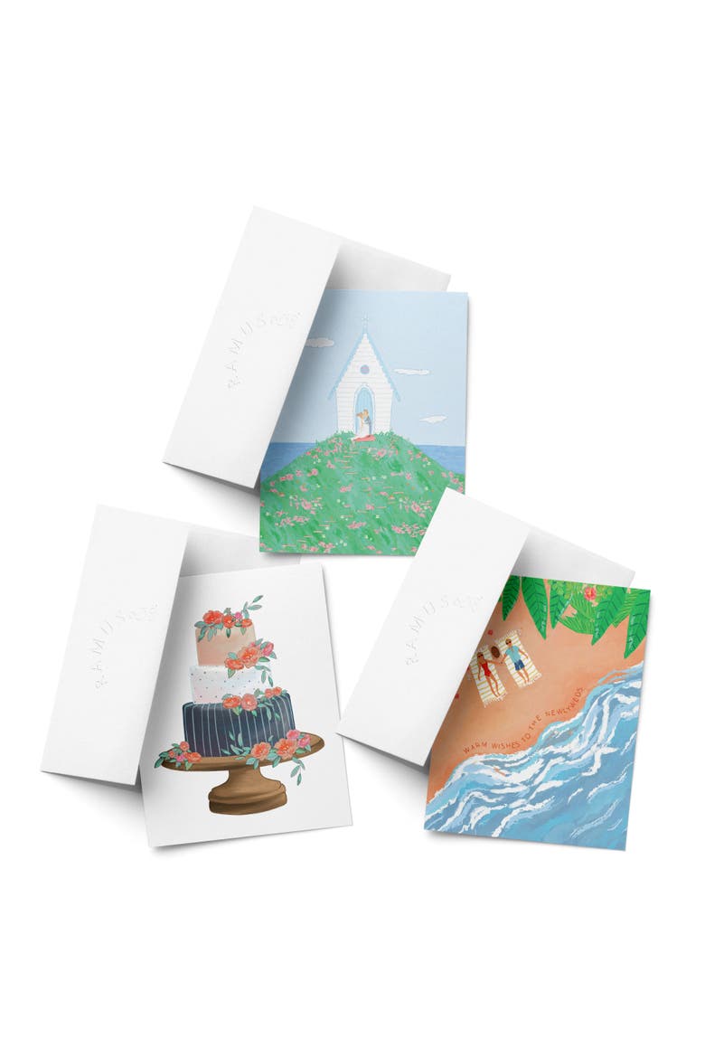 Wedding Greeting Card Pack Sets (3 ct, Assorted) Chapel Couple, Cake, Newlyweds, Main, color, Multi-Pack
