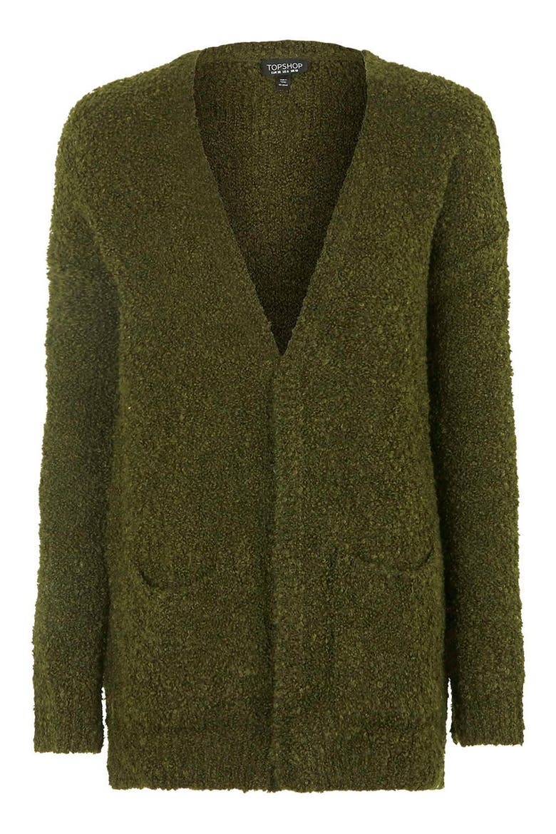 Bouclé Cardigan, Alternate, color, OLIVE