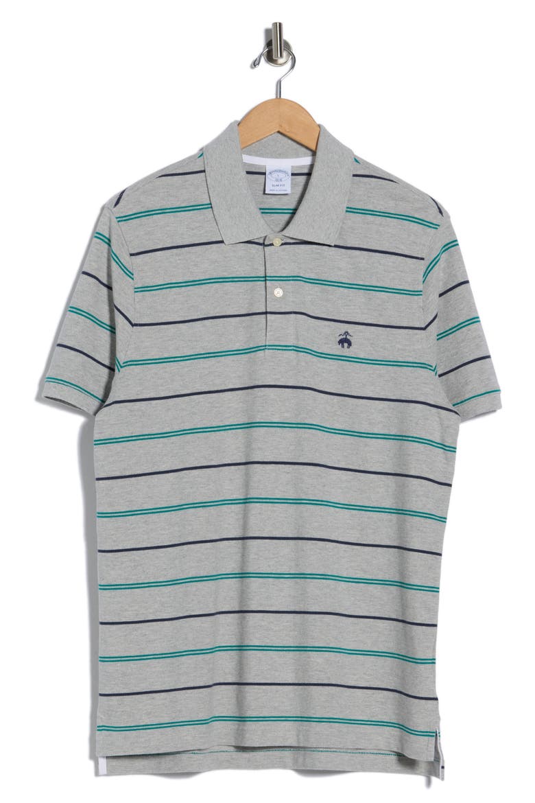 Slim Fit Short Sleeve Polo, Alternate, color, GREY MULTI