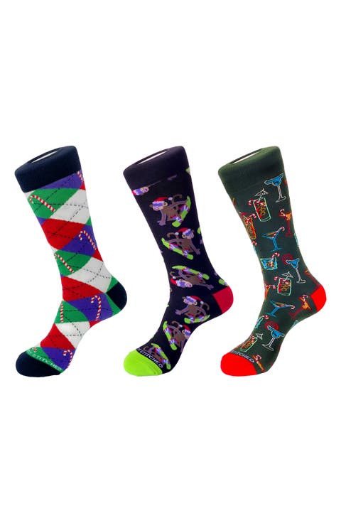 3-Pack Holiday Crew Socks