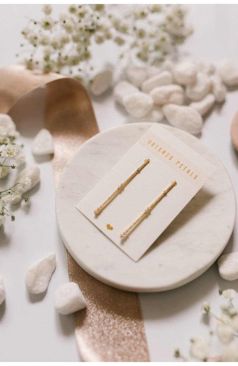 Untamed Petals Eternity Pave Linear Drop Earrings, Alternate, color, Gold