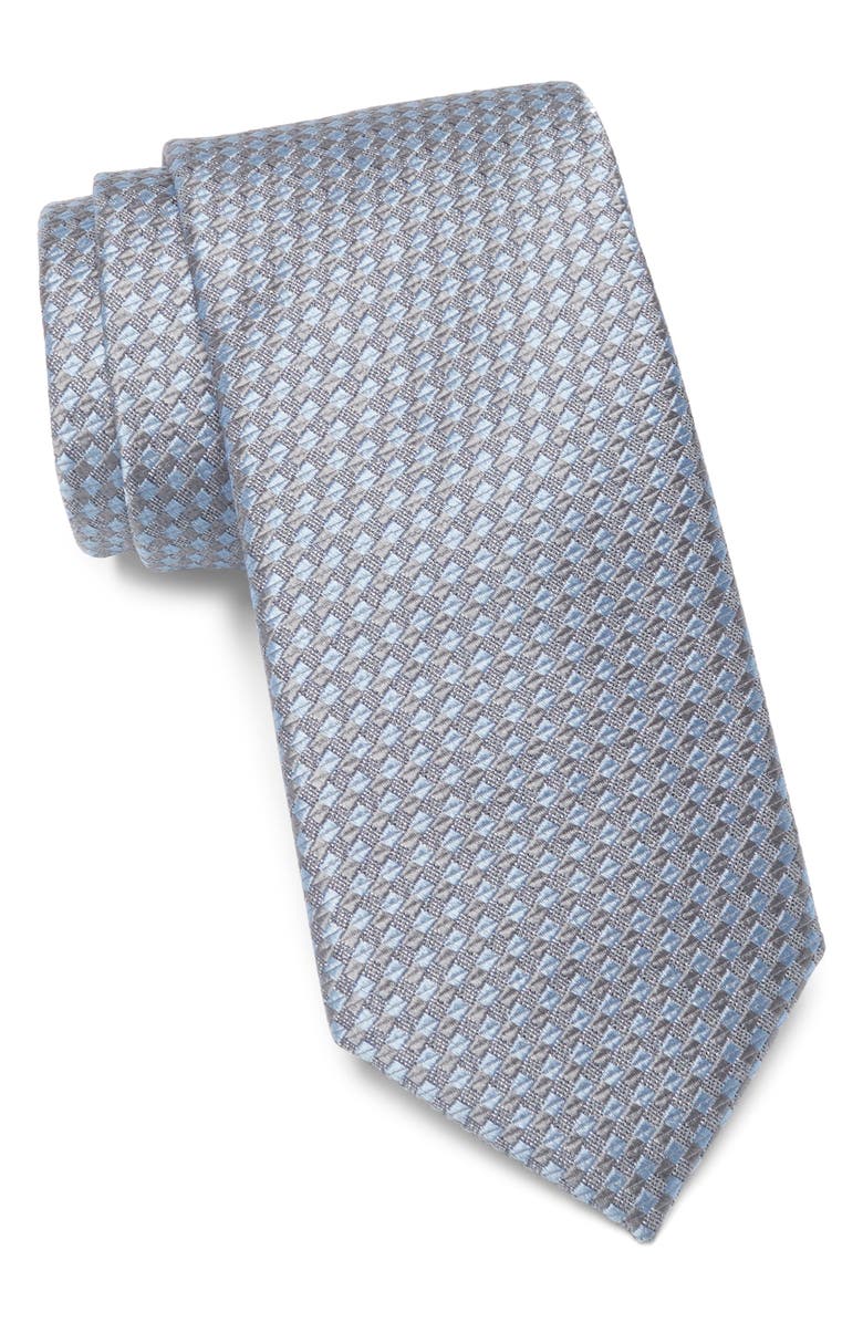 Nordstrom Haidan Mini Pattern Silk Tie, Main, color, Silver