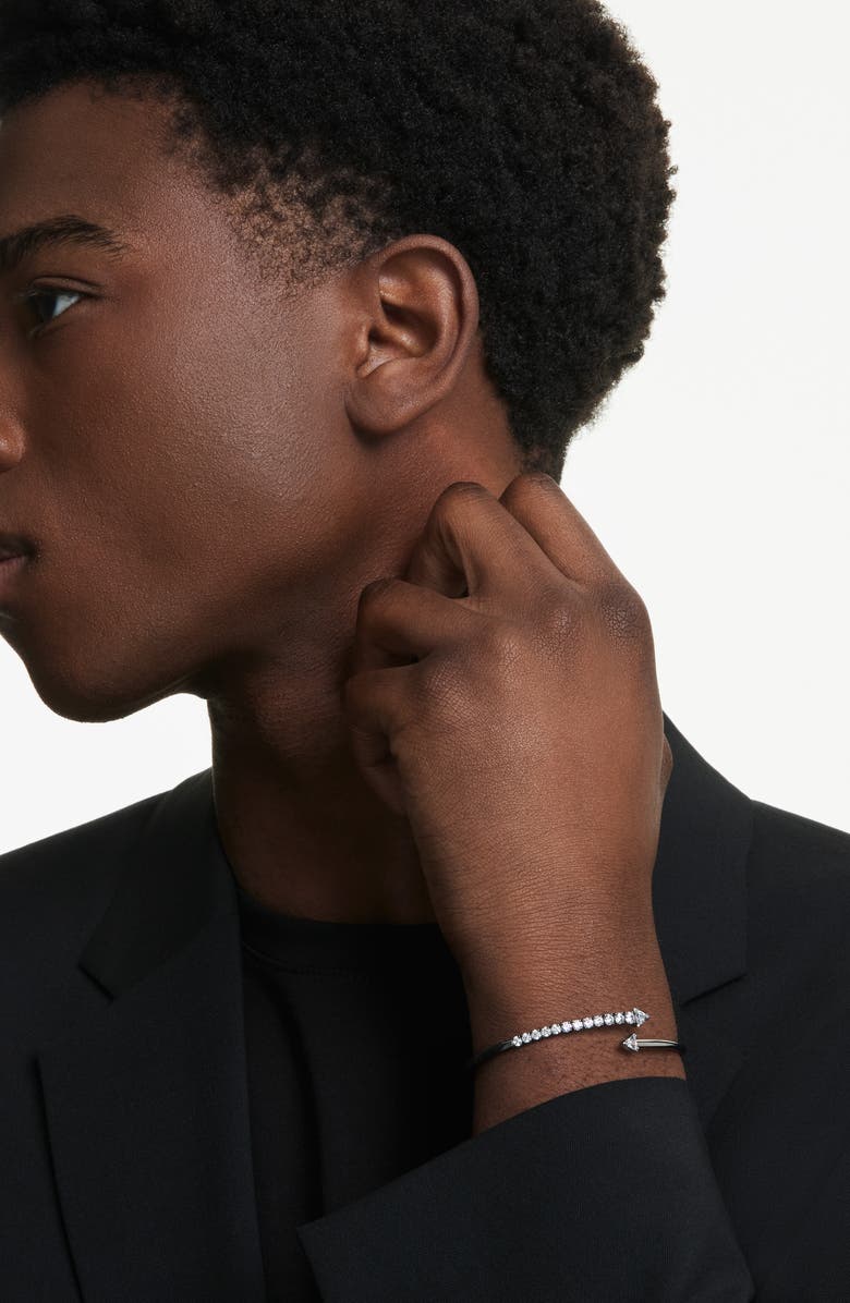 Swarovski Sublima Bypass Bangle Bracelet, Alternate, color, Rhodium/ White