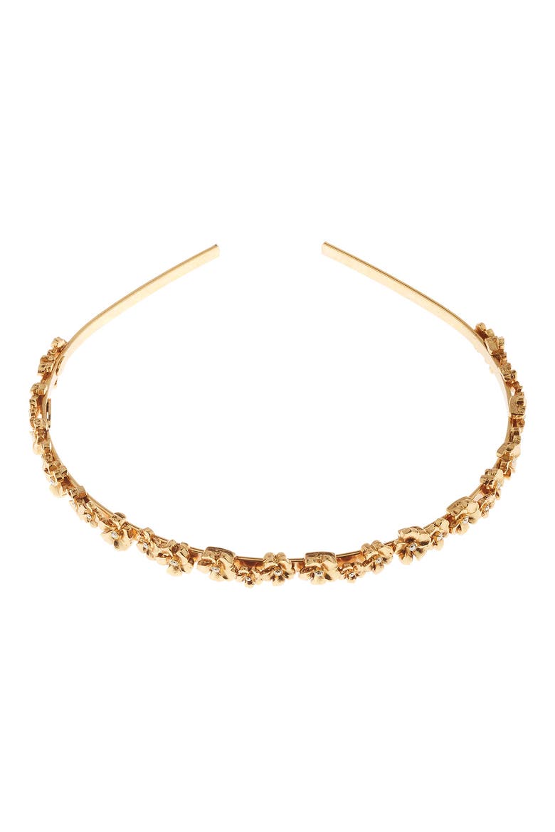 Crystal Flower Headband, Main, color, GOLD