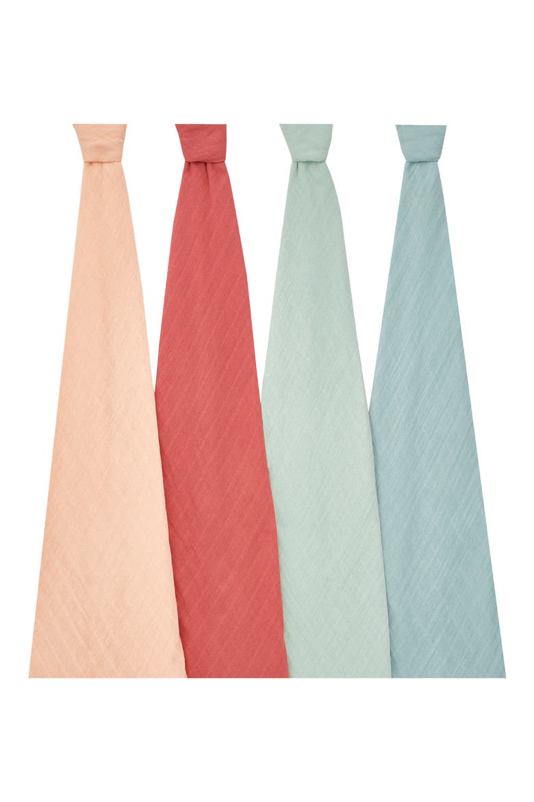 Assorted 4-Pack Organic Cotton Muslin Swaddling Cloths, Alternate, color, MOTHER EARTH ORGANIC
