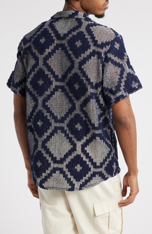 Oas Trastevere Cuba Crochet Camp Shirt In Blue Multi