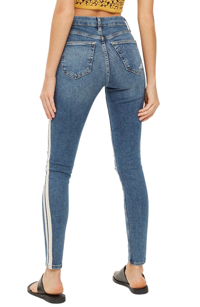Topshop Side Stripe Jeans, Alternate, color,