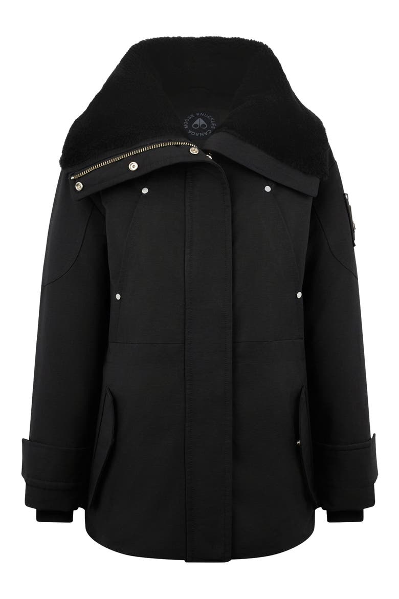 Aurora Water Repellent Genuine Shearling Lined 800 Fill Power Down Jacket, Alternate, color, BLACK W/ BLACK SHEARLING