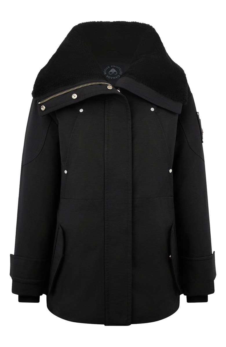 Moose Knuckles Aurora Water Repellent Genuine Shearling Lined 800 Fill Power Down Jacket, Alternate, color, Black W/ Black Shearling