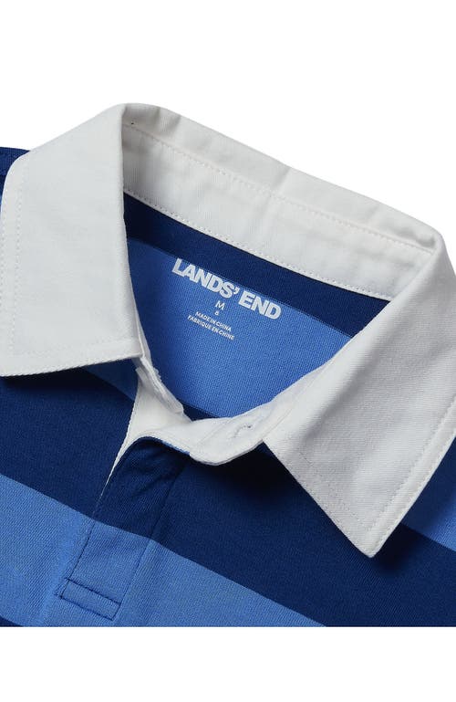 Lands' End Boys Long Sleeve Collared Rugby Shirt In Blue