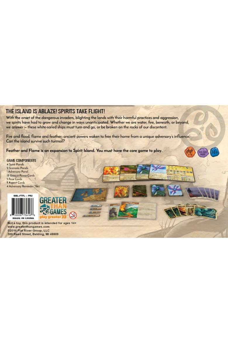 Spirit Island Feather & Flame Cooperative Strategy Board Game Expansion, Alternate, color, Multicolored