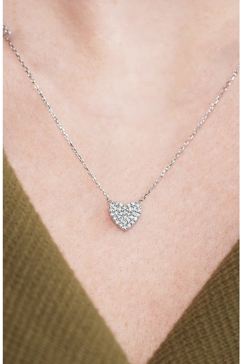 Sterling SIlver 18k Gold Plated Crystal Heart Necklace Everyday, Alternate, color, Silver