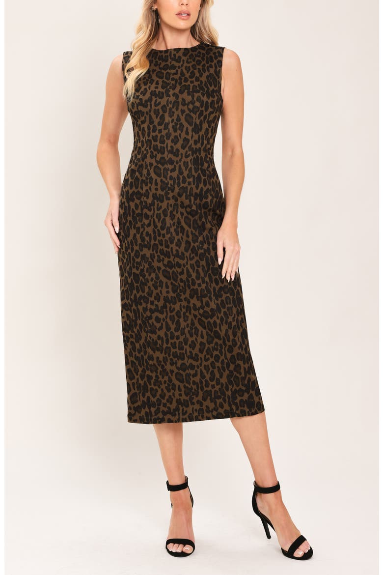 Leopard Print Midi Dress, Alternate, color, LEOPARD
