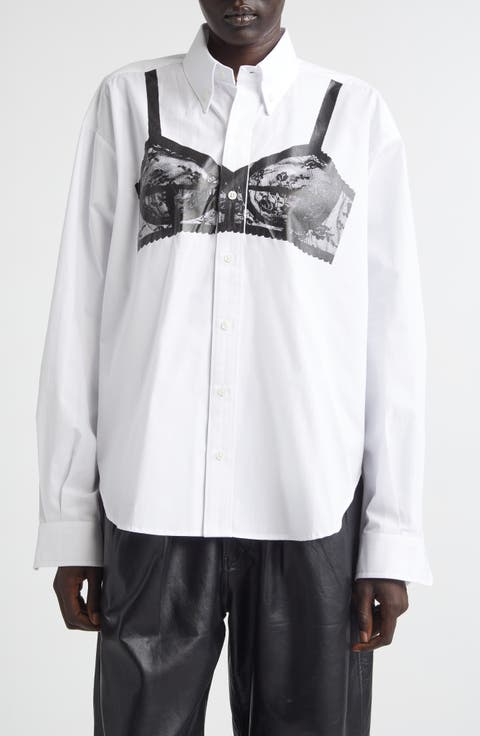 Trompe l'Oeil Bra Button-Down Shirt