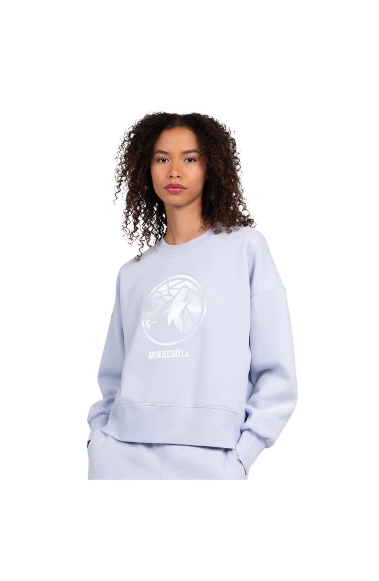 STARTER Women's Starter  Light Blue Minnesota Timberwolves Pastel Boxy Sweatshirt, Main, color, Light Blue