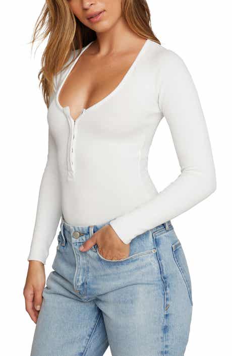Good American Good Body Snap Henley Bodysuit