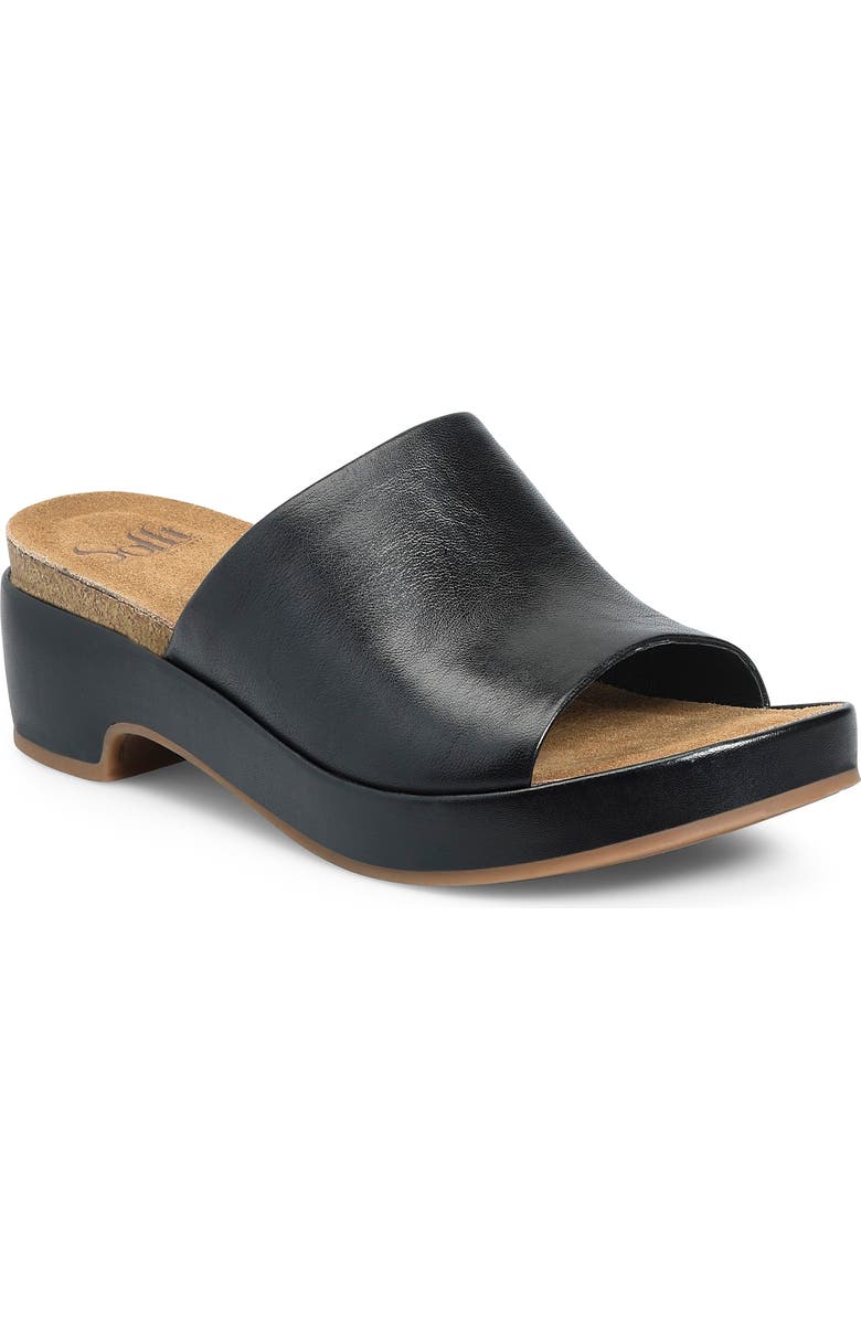 Söfft Cass Platform Slide Sandal, Main, color, Black