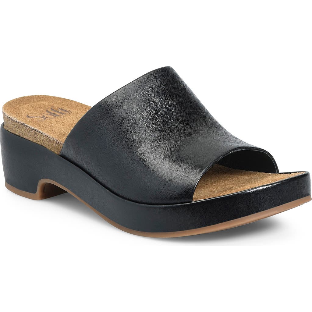 Söfft Cass Platform Slide Sandal In Black
