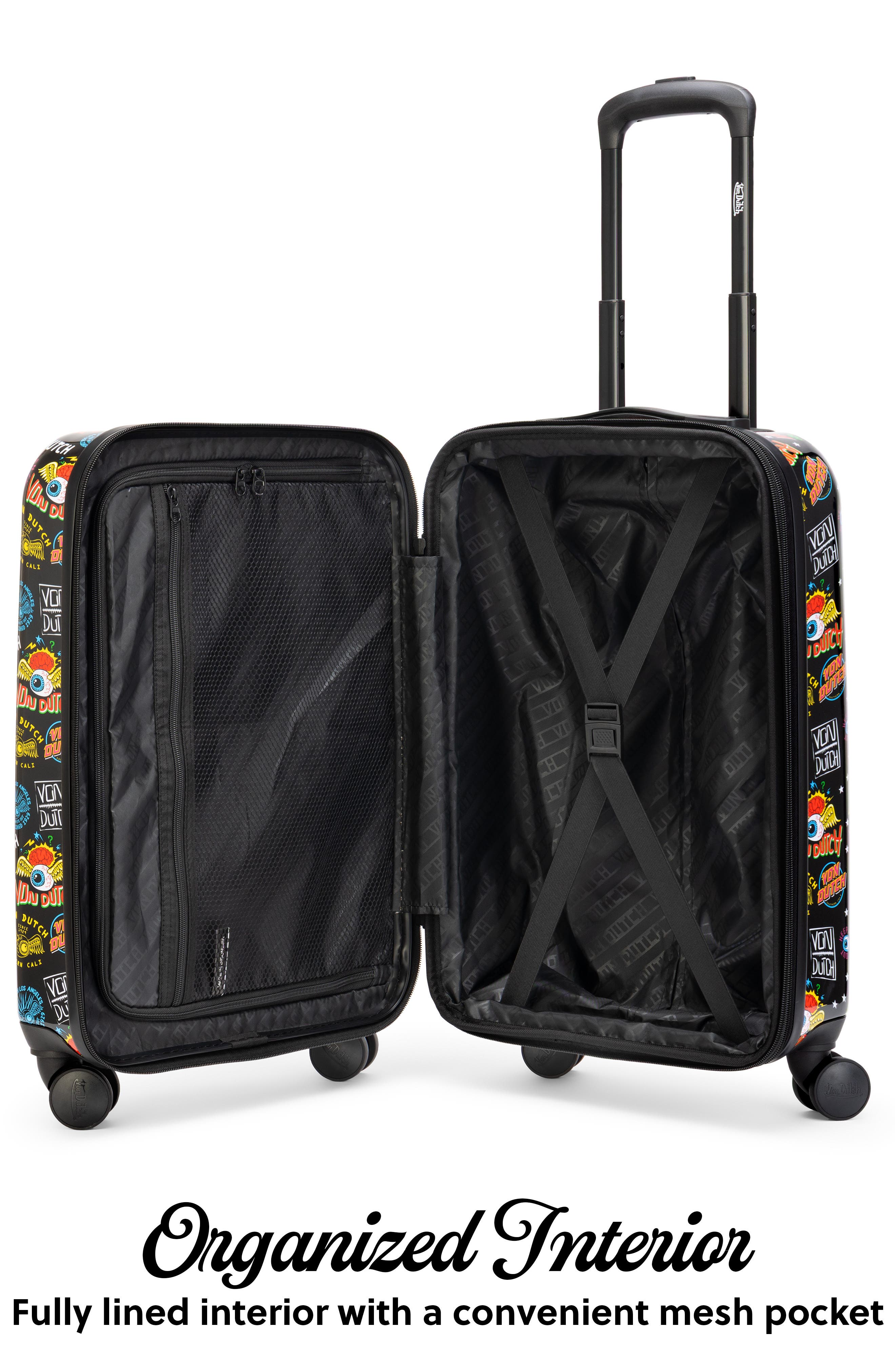 Von Dutch Black Jax Expandable Hardside Spinner Carry-on Suitcase, Alternate, color, Black Jax