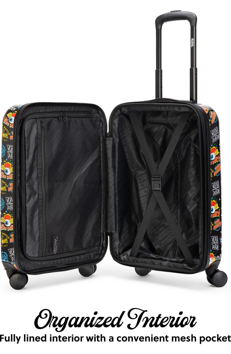 Von Dutch Black Jax Expandable Hardside Spinner Carry-on Suitcase, Alternate, color, Black Jax