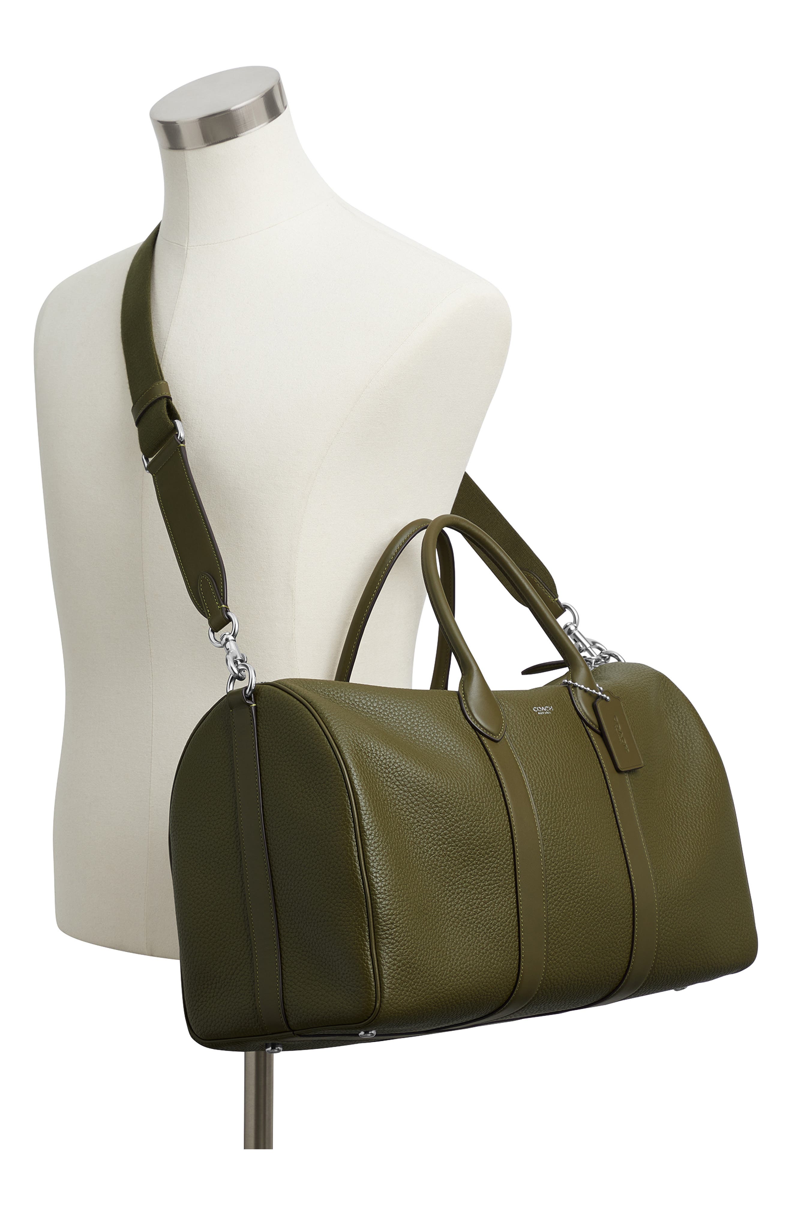 COACH Compass 45 Leather Duffle Bag, Alternate, color, Olive