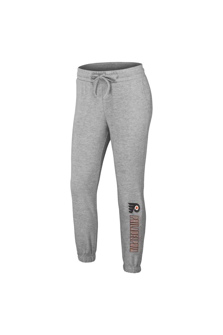 Women's WEAR by Erin Andrews Heather Gray Philadelphia Flyers Knit Long Sleeve Tri-Blend T-Shirt & Pants Sleep Set, Alternate, color, Heather Gray