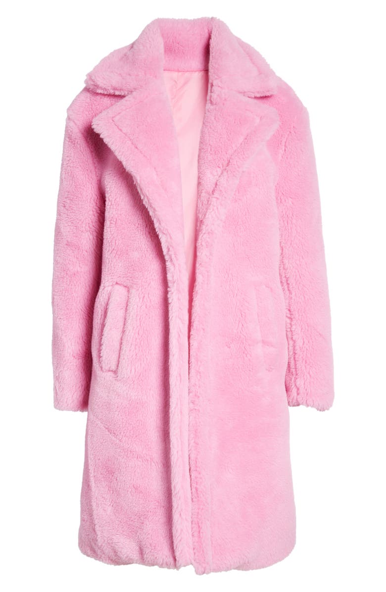 AZALEA WANG Longline Faux Fur Coat, Alternate, color, 