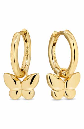 Butterfly Hoop Earrings in Rhodium Plated Sterling Silver