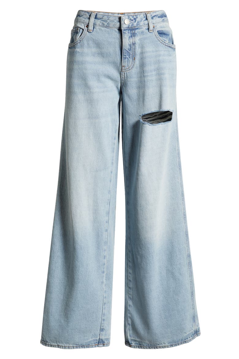 Vista Low Rise Ripped Baggy Wide Leg Jeans, Alternate, color, LIGHT WASH