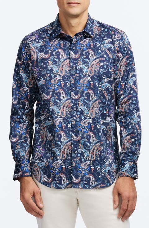 Chandler Floral & Paisley Stretch Cotton Button-Up Shirt