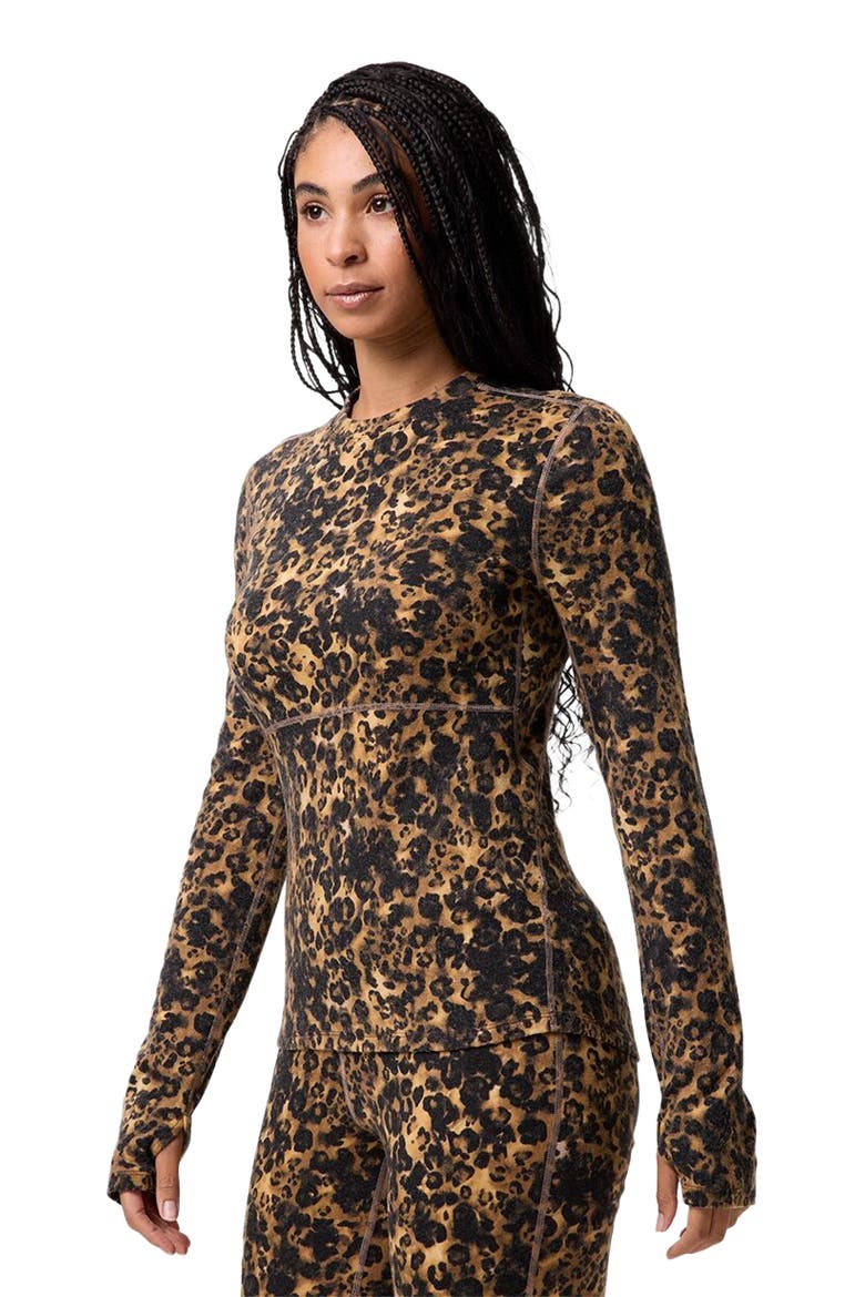 Cedars Rws Merino Mid-Wt Baselayer Crew Top - Women's, Alternate, color, Leoportoise Print